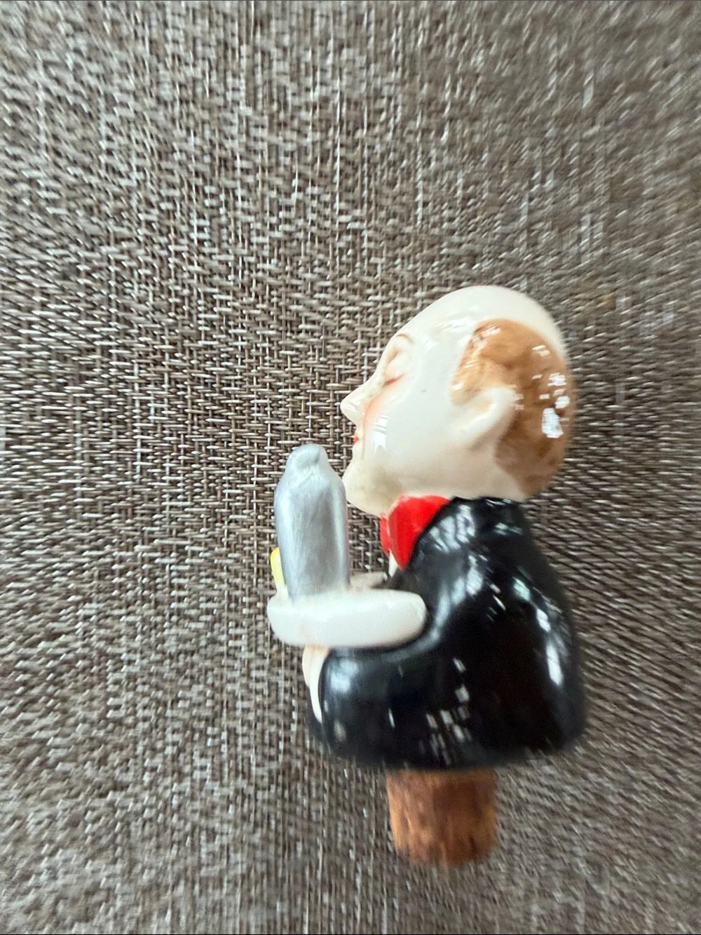 Vintage 1980's Ceramic Butler Bottle Stopper Charming!